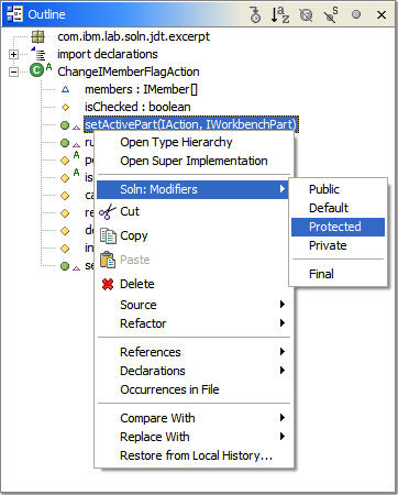 Extension of method's context menu